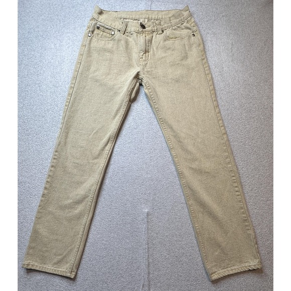 GS115 Jeans Mens 32x31 Tan Khaki Straight Leg 100% Cotton Denim Casual 5 Pocket - Picture 2 of 16